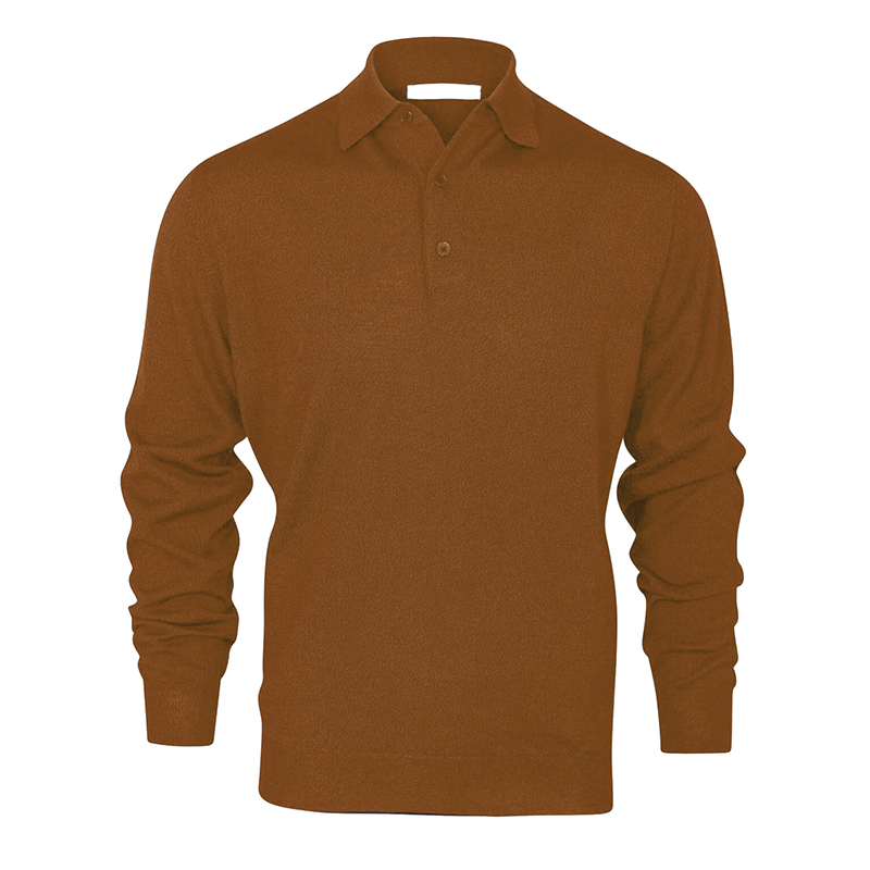 3 Button Polo – Burnt Orange Melange