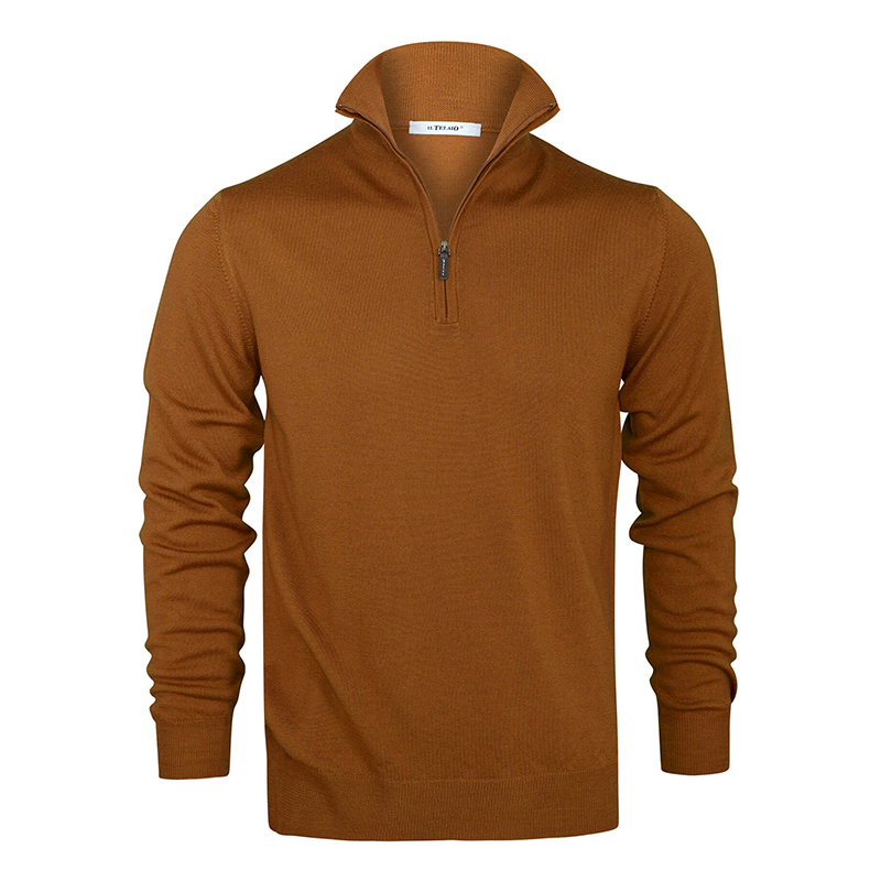 Short Zip Knit – Burnt Orange Melange