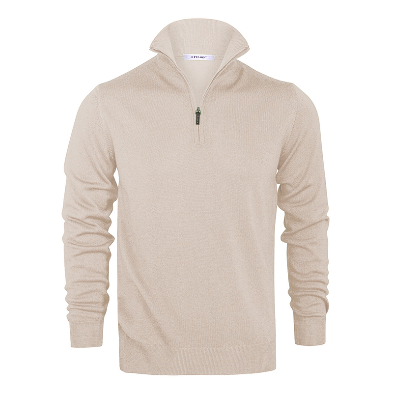 Short Zip Knit – Cream Melange