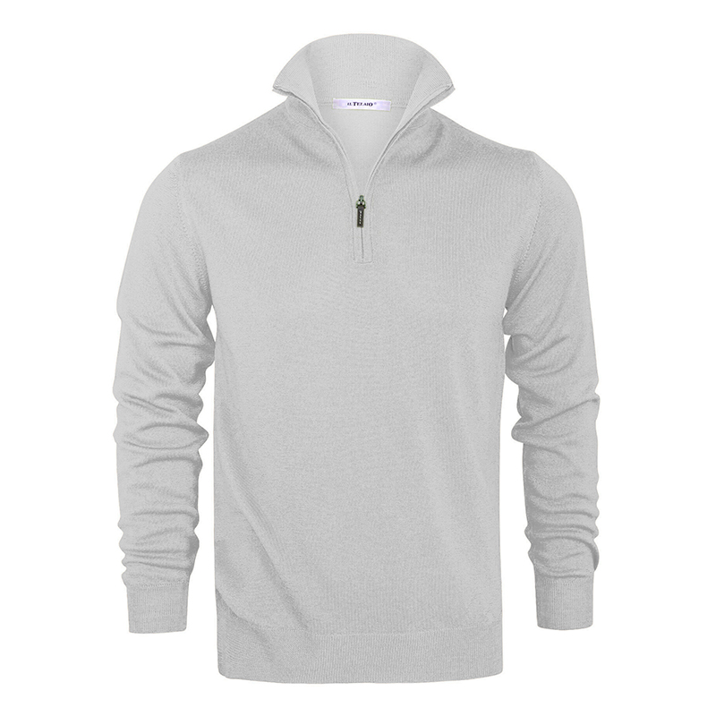 Short Zip Knit – Silver Grey Melange