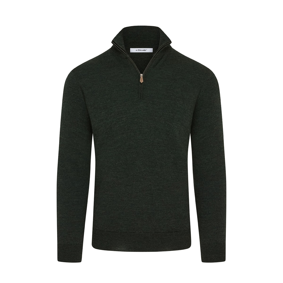 Short Zip Knit – Forest Green Melange